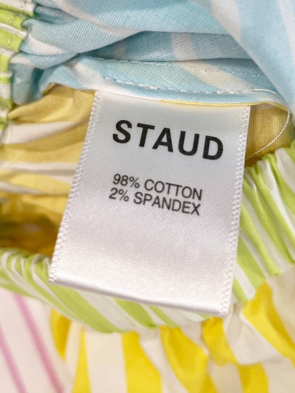 New Staud Athena Stretch Cotton Colorblock Stripe Crop Top Medium $225 - Picture 6 of 7